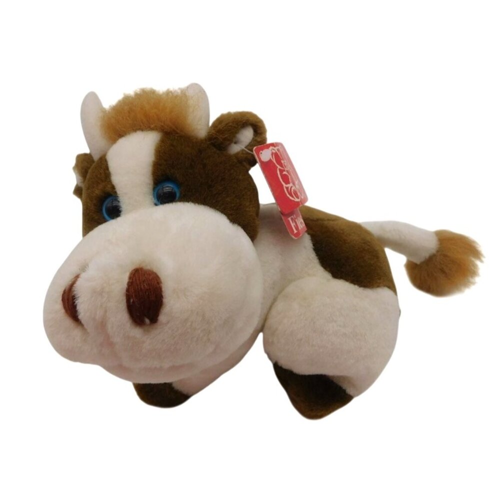 Fiesta Cow Plush w/ Tag Brown White Bean Bag Stuffed Animal 1996